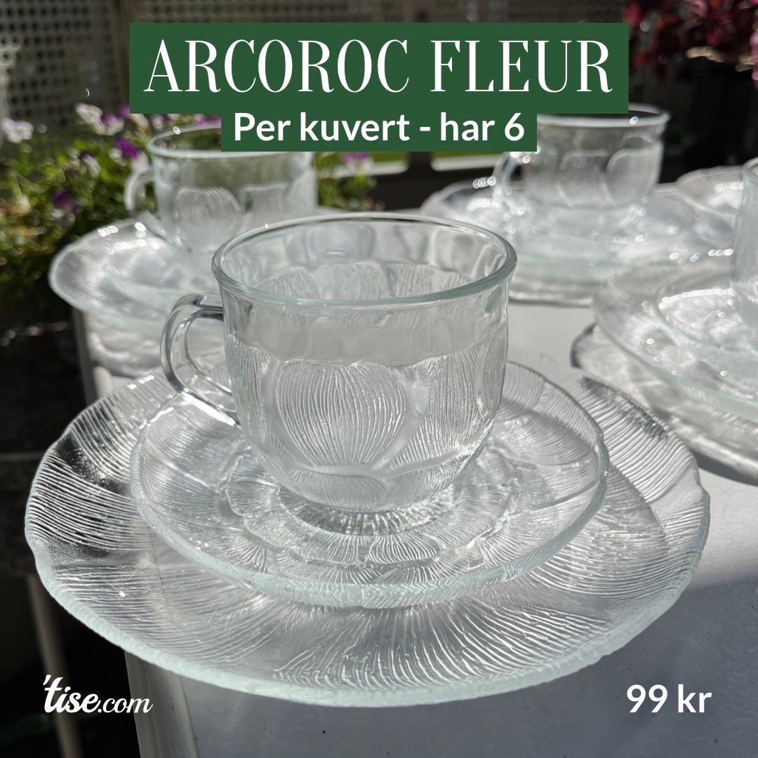 Arcoroc Fleur Kopp Sk L Og Asjett Kaketallerken Pris Per Kuvert