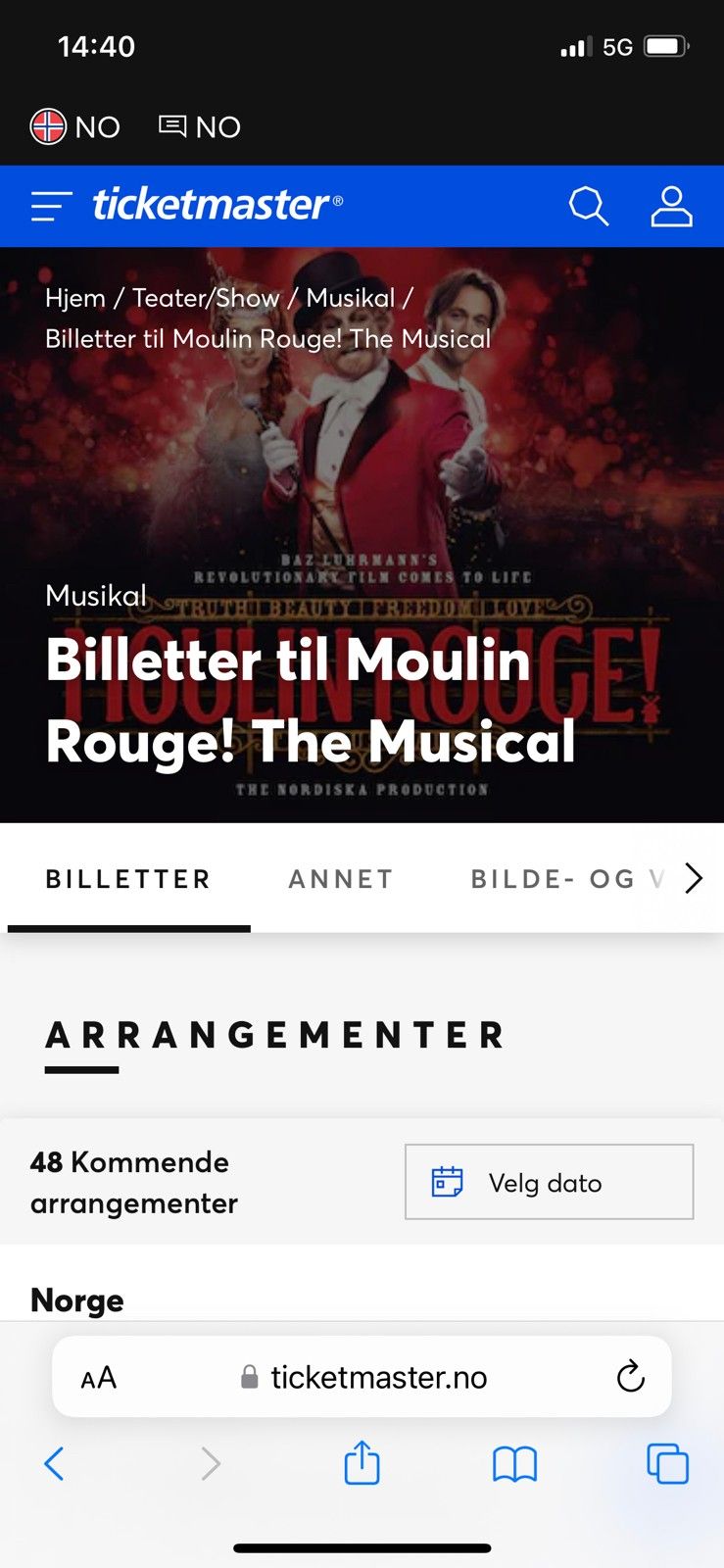 Billetter Moulin Rouge Finn Torget