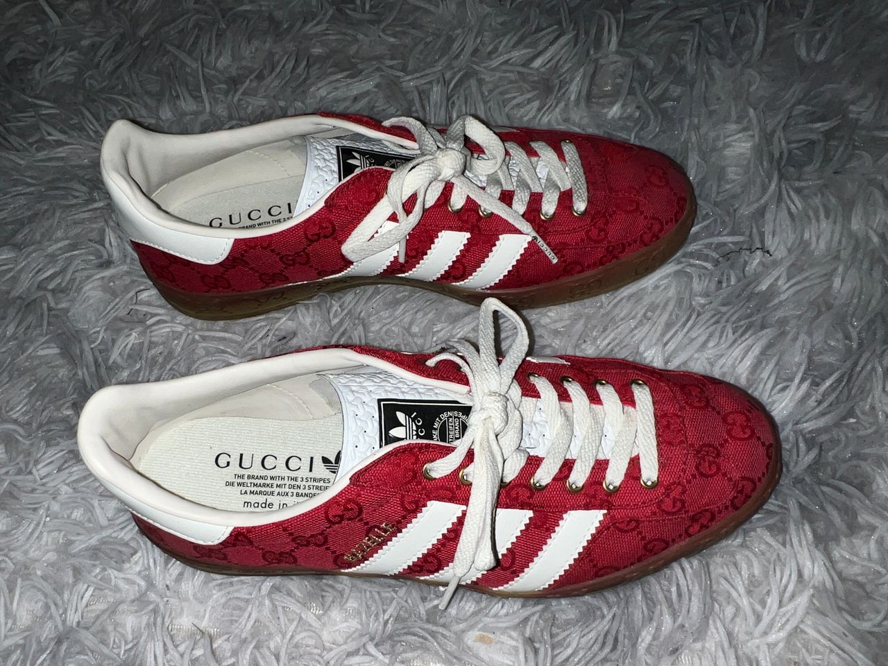 Adidas X Gucci Gazelle Red Gg Monogram Str Finn Torget