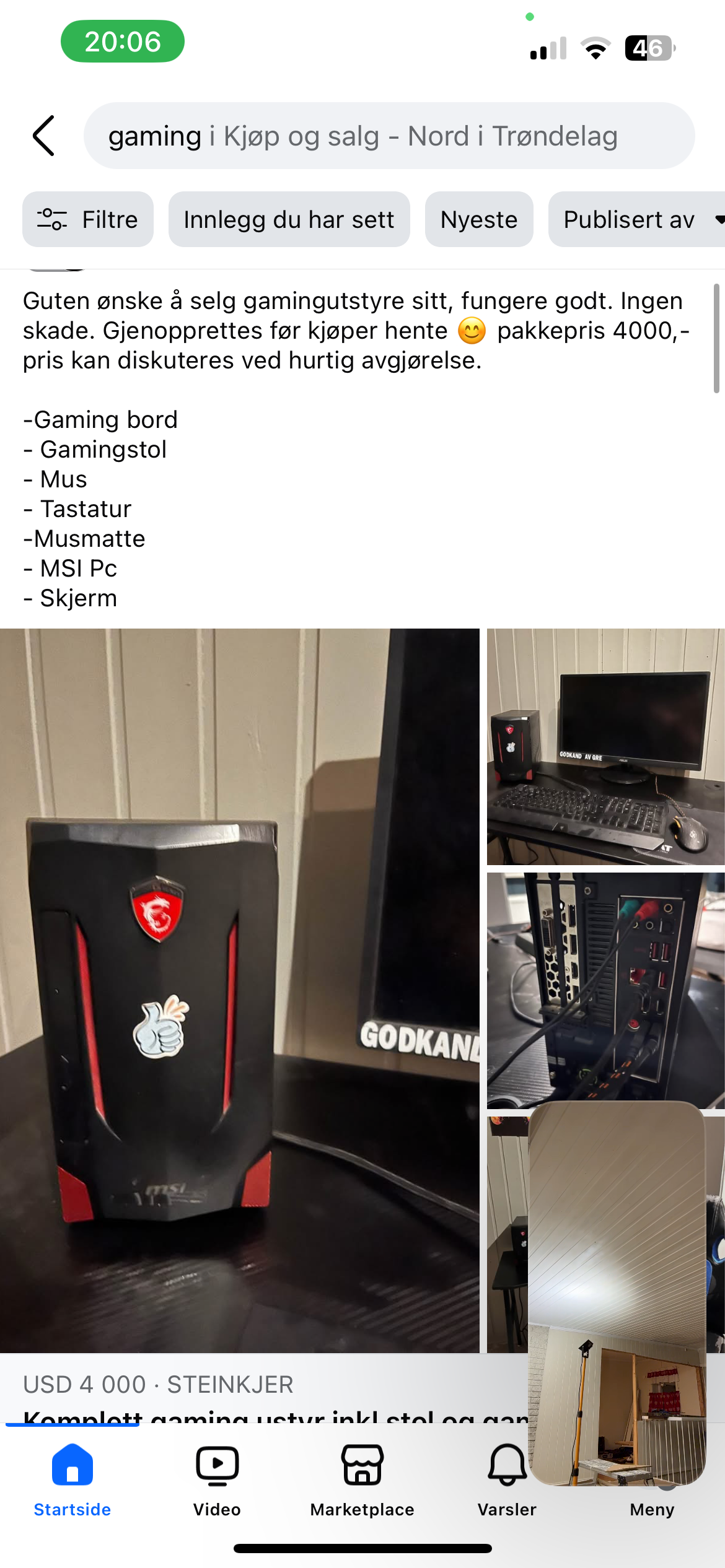 Komplett Gaming Pc Med Gaming Stol Og Bord Finn Torget