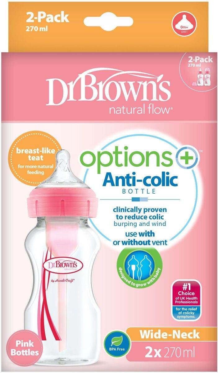 Dr Brown s Options Bred Hals Tåteflaske 270 ml 4stk Rosa FINN torget