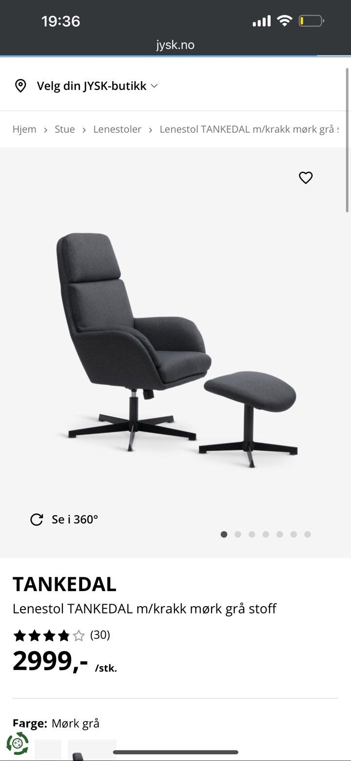 JYSK Tankedal Lenestol Armchair Bounces And Rolls Half Price FINN