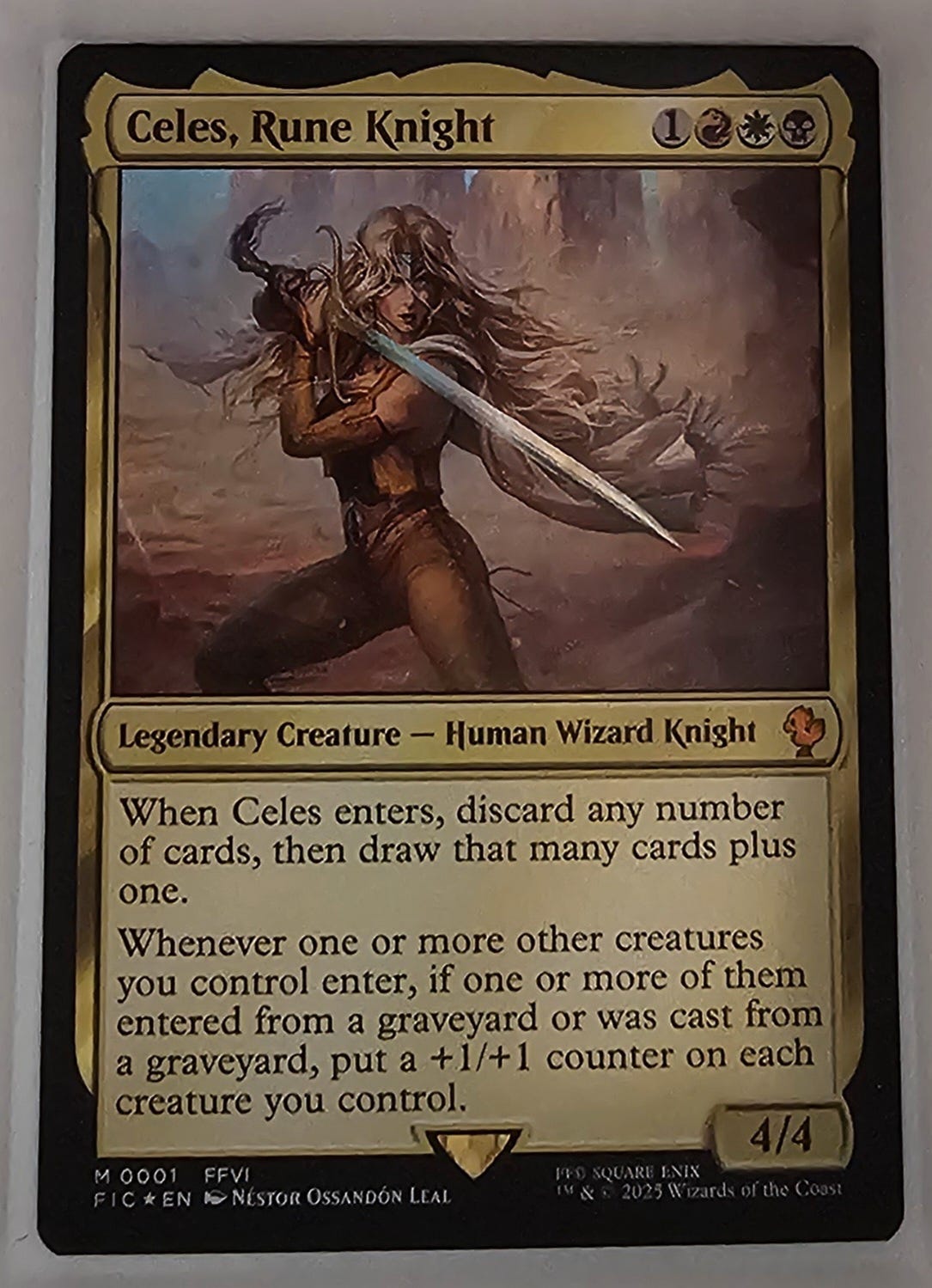 celes mtg card Celes, Rune Knight [1] [FINAL FANTASY: Commander] [Foil]  Face to Face Games Celes, Death Knight // Commander