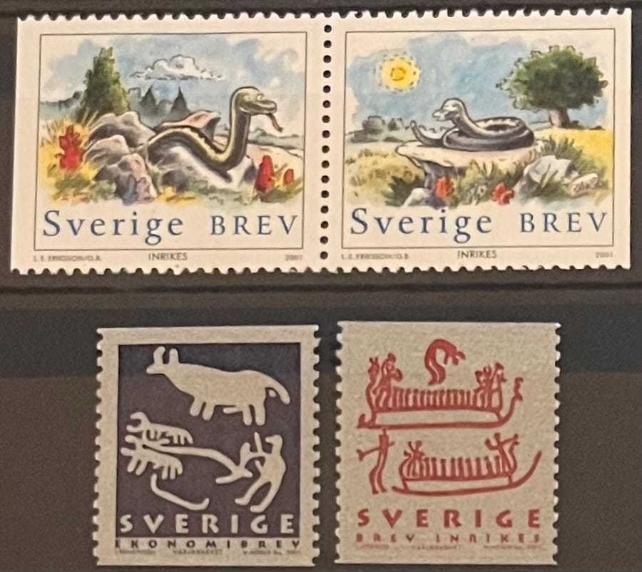 Sverige frimerker postfrisk, afa 2137-38 + 2143-44 **, 4 pene merker ...