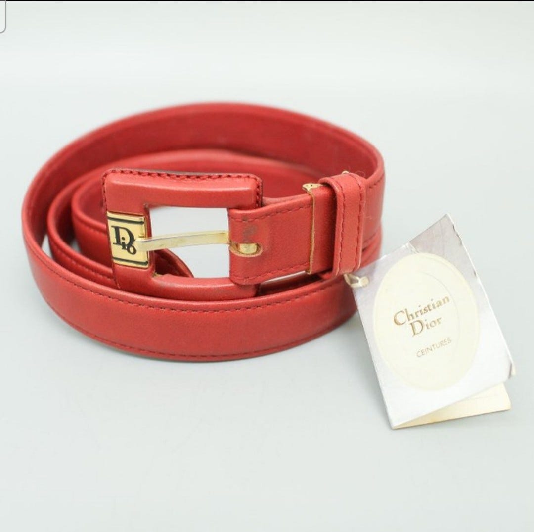 Christian Dior Vintage Red Leather Belt with Gold Hardware  display picture 1