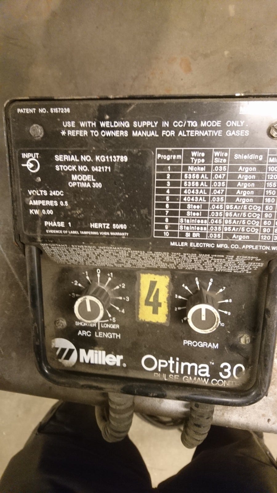 Miller optima 300 pulse control FINN