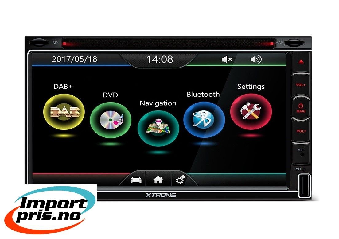Xtrons 2DIN universal spiller med GPS og DAB+ | FINN.no 7 2 Din Universal | Erisin Multimedia and Navigasjon og