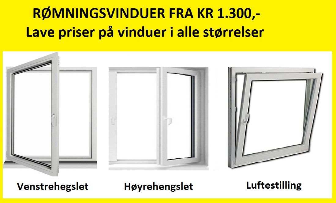 Rømningsvindu størrelse