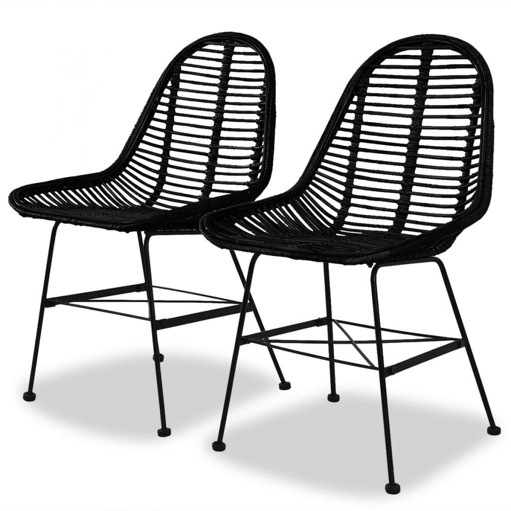 VidaXL Spisestoler 2 stk naturell rotting svart (244571 VidaXL Spisestoler 2 stk naturell rotting (244569) | FINN.no