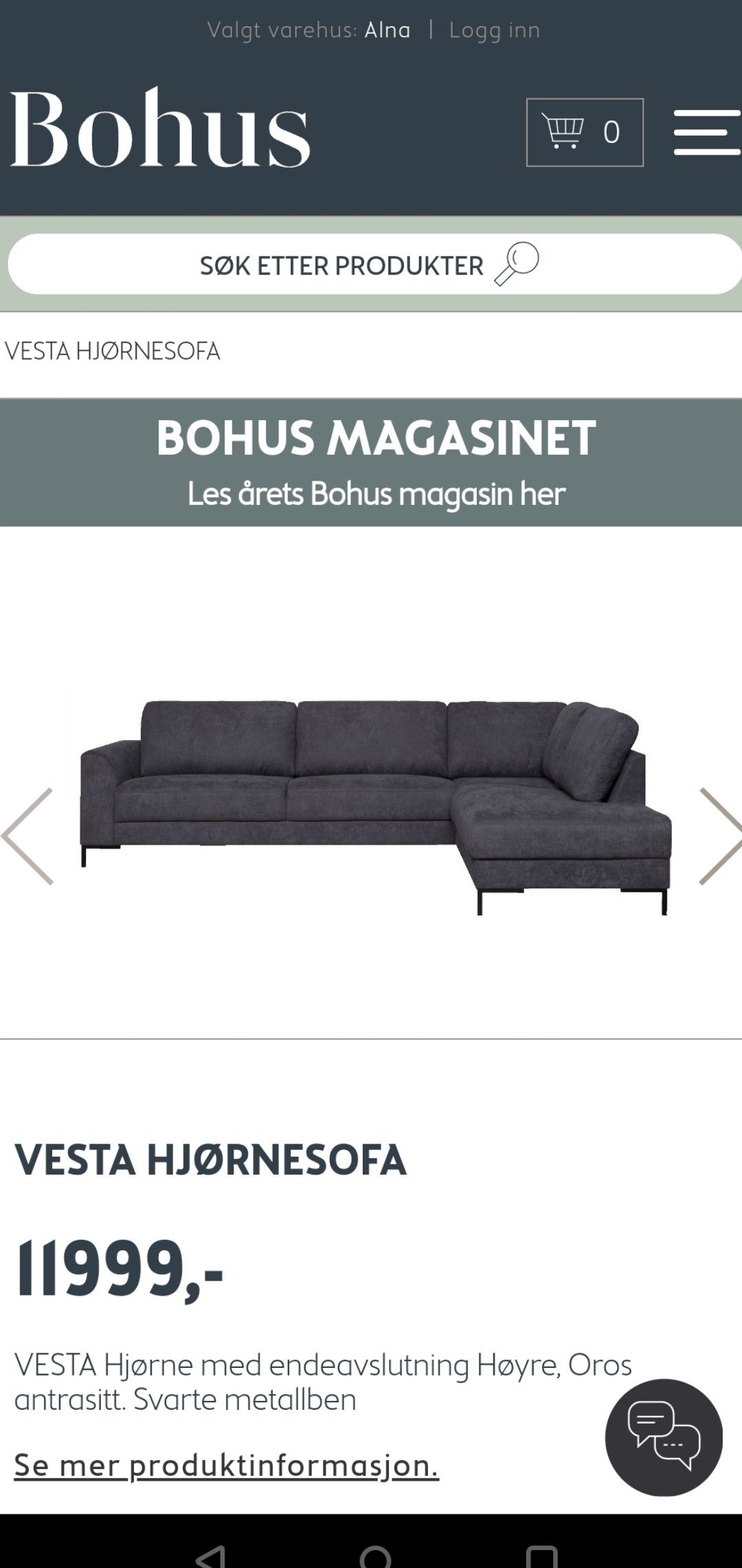 Flott sofa | FINN.no VESTA Hjørnesofa | Bohus