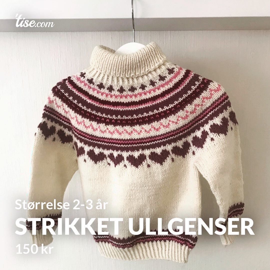Ny håndstrikket ullgenser str 2 3 år | FINN.no Ullgenser, håndstrikket, selbumønster | FINN.no