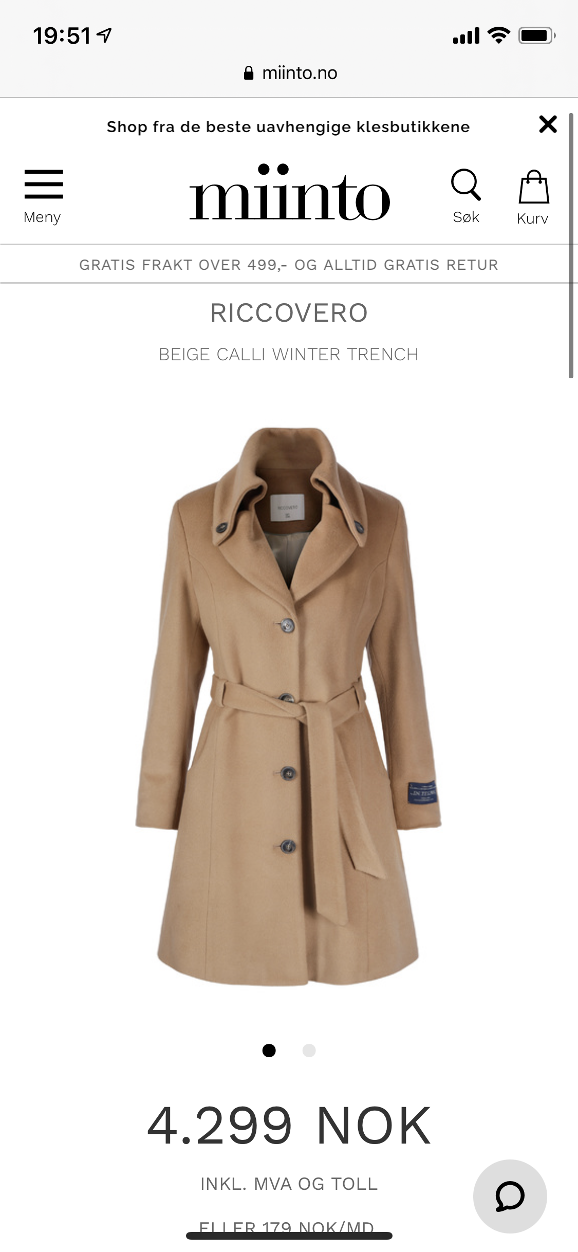 Riccovero kåpe (ny) | FINN.no Riccovero trenchcoat | FINN.no