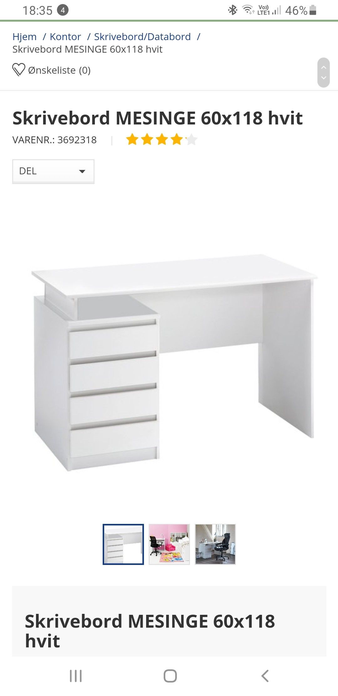 Skrivebord MESINGE 60x118 hvit | FINN.no Mesinge skrivebord fra JYSK | FINN.no
