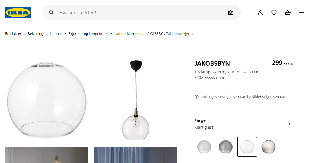 Jakobsbyn Ikea 30cm | FINN.no Ikea Jakobsbyn taklampeskjerm selges | FINN.no i 2020 | Stue