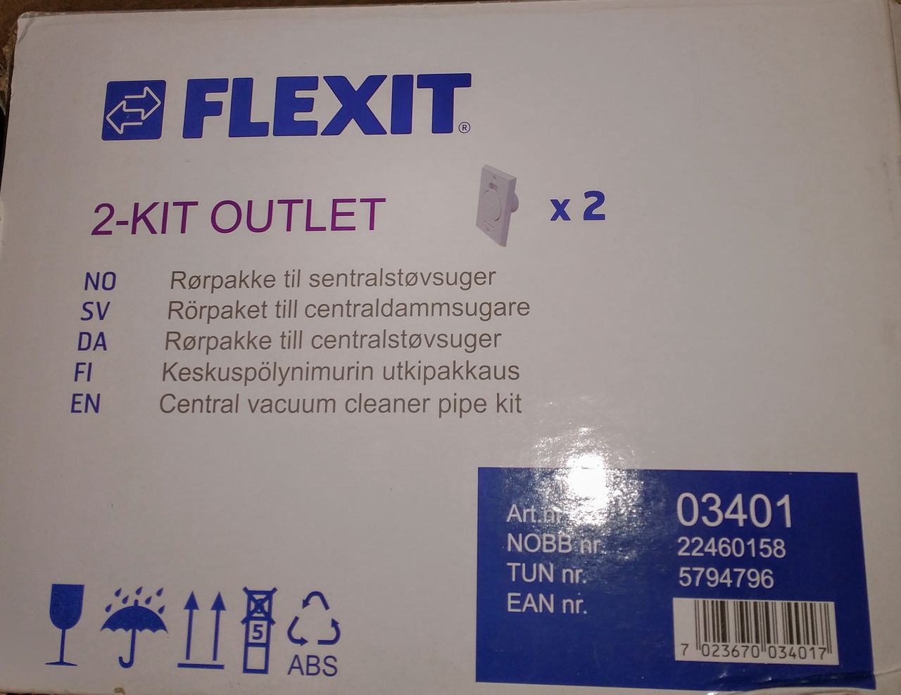Flexit Rørpakke med 2 utakk Billig | FINN.no 3 kit rørpakke FLEXIT sentralstøvsuger | FINN.no