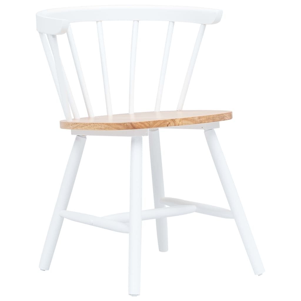 vidaXL Spisestoler 4 stk hvit og lys run heltre gummitre vidaXL Spisestoler 2 stk hvit heltre gummitre (245368) | FINN.no