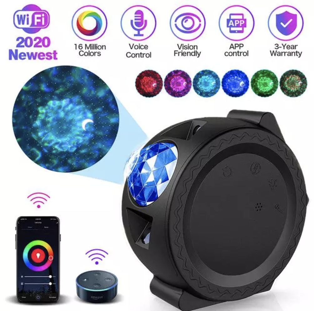 Galaxy projector stjernehimmel lampe med App & Bluetooth hos Tekshop.no