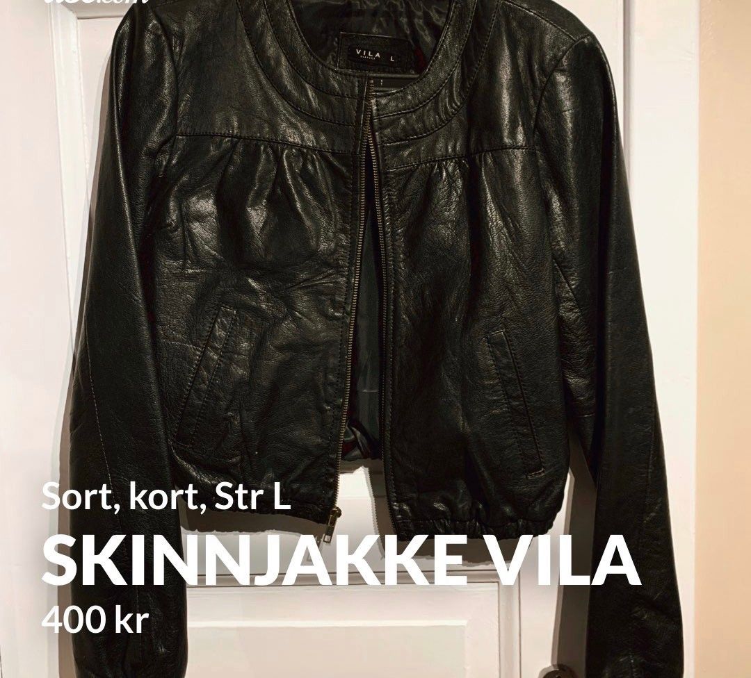 Kort, sort skinnjakke fra Vila | FINN.no Vila skinnjakke | FINN.no