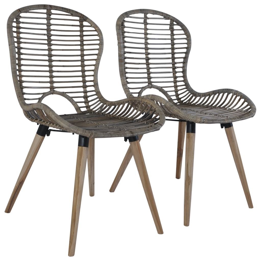 vidaXL Spisestoler 2 stk brun naturell rotting (246853 VidaXL Spisestoler 2 stk naturell rotting (244569) | FINN.no