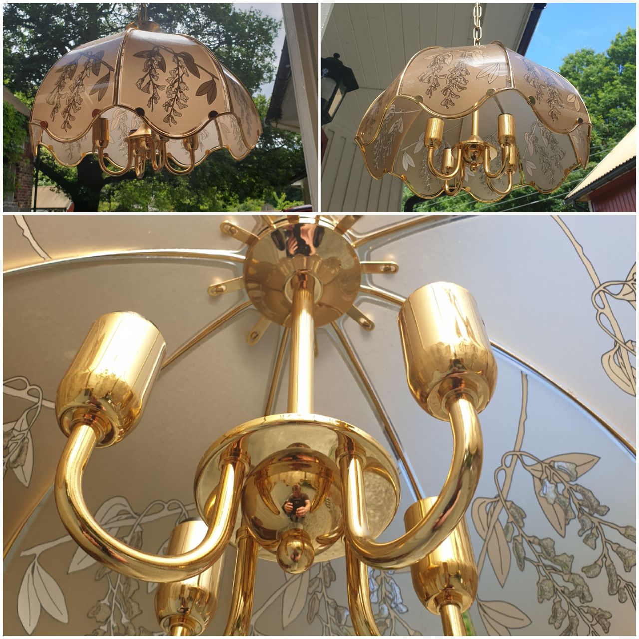 GAMMLEVINTAGERETRO TAKLAMPE MED FANTASTISK DEKOR OG FIRE Fantastisk vintage retro lampe | FINN.no