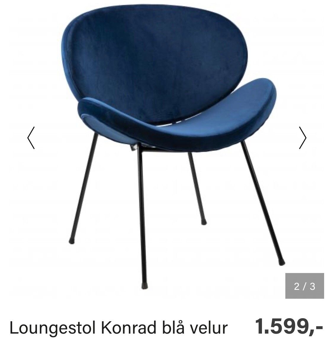 Konrad loungestol mørk blå velur | FINN.no Konrad loungestol mørk blå velur | FINN.no