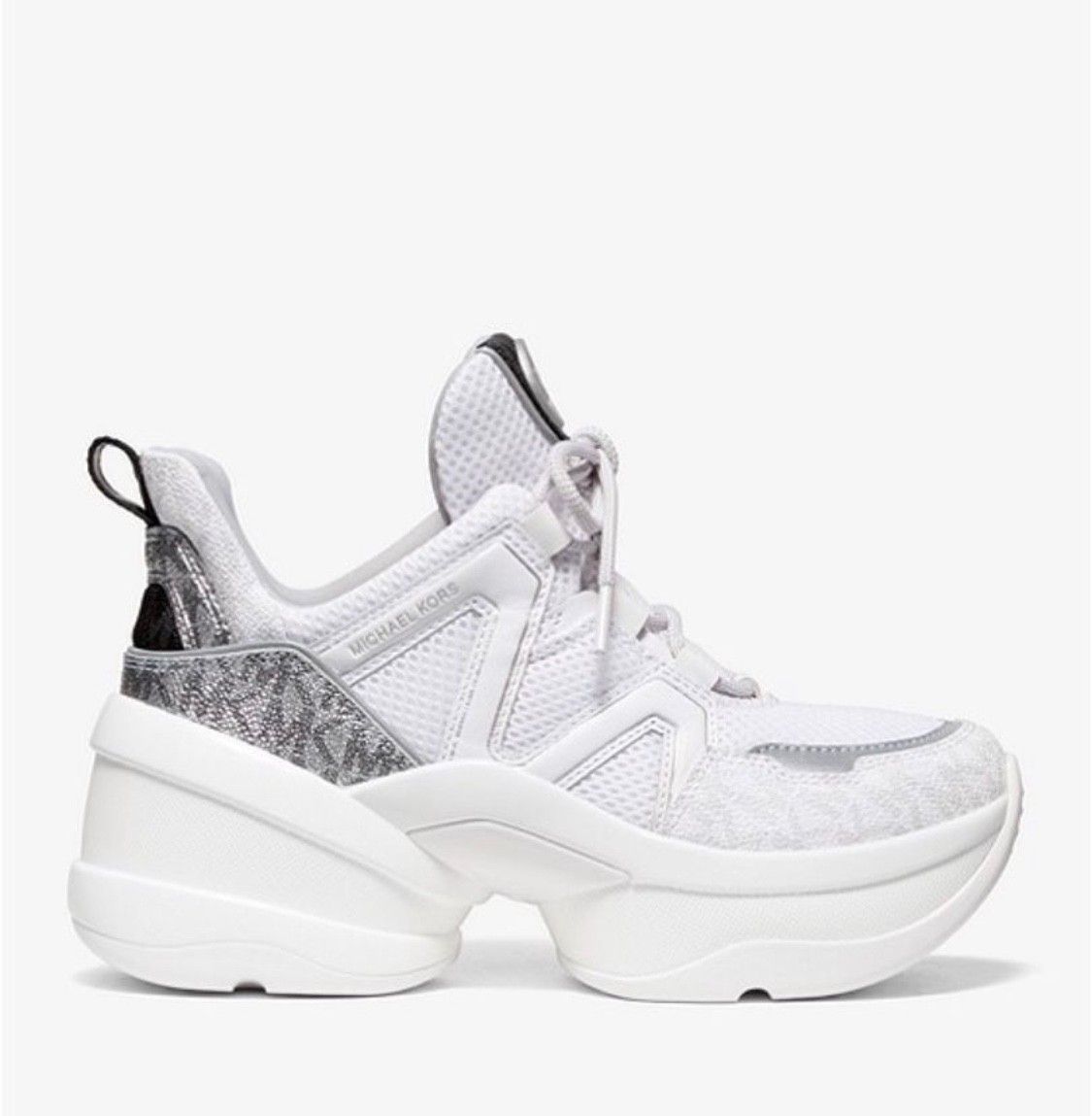 michael kors olympia mesh and logo trainer