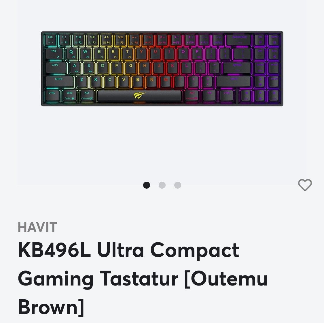 Havit KB496L Ultra Compact Gamingtangentbord [Outemu Brown Kjøpe Havit KB496L Ultra Compact Hvit Gaming Tastatur