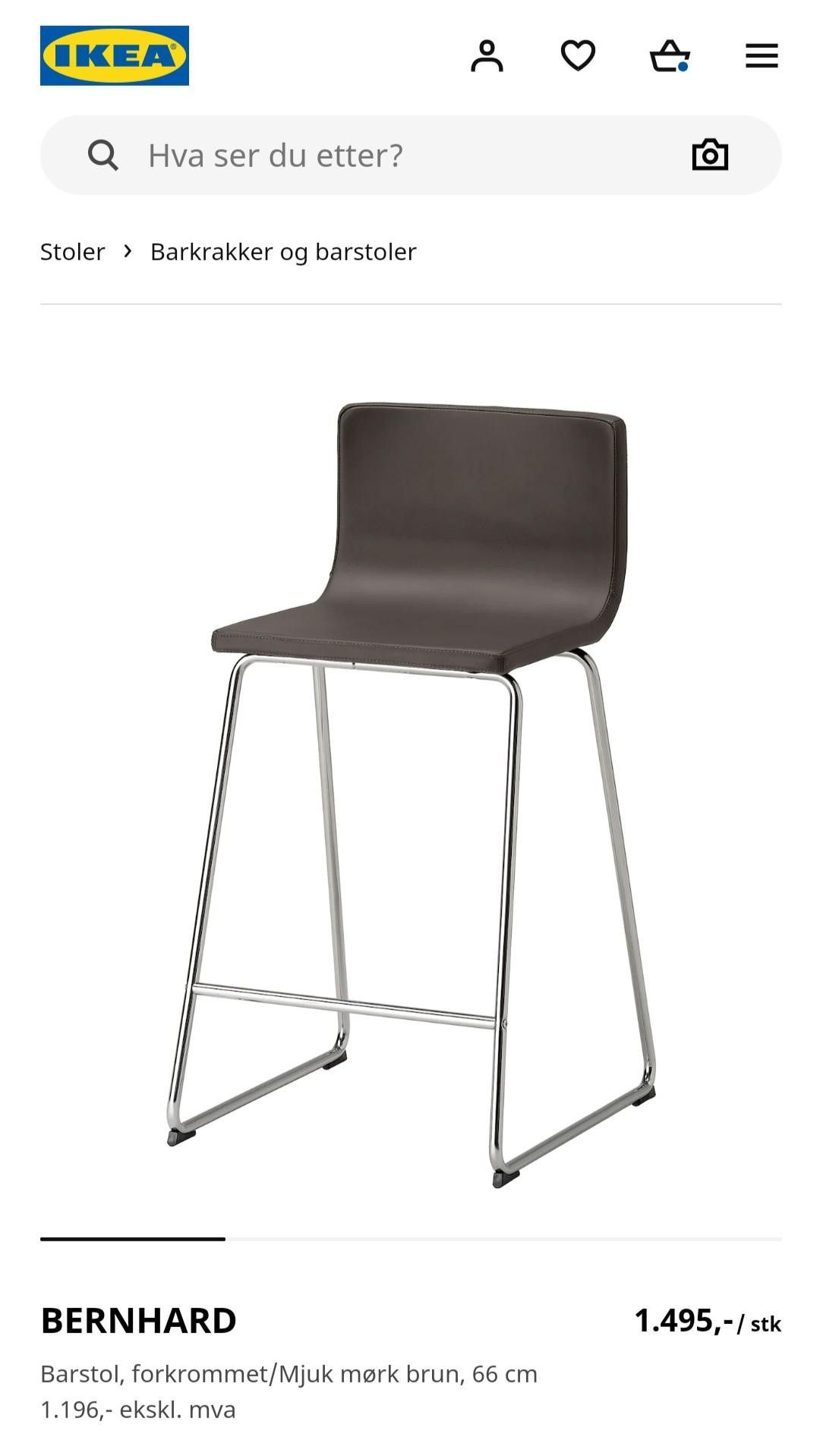 Bernhard barstol hvit | FINN.no 1stk IKEA Stol Bernhard Hvit Skinn | FINN.no