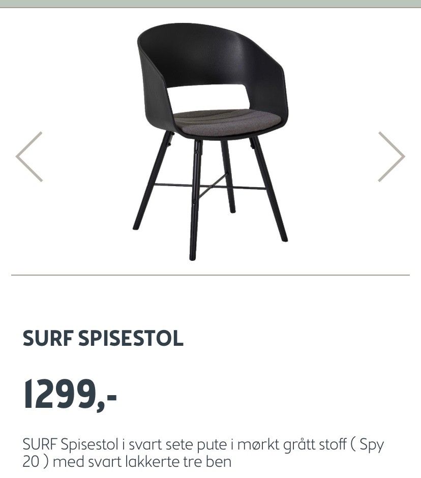 Surf: Kjøpe, selge og utveksle annonser gode tilbud og priser Hoover Spisestol Sort 2 stk Spisestoler i stoff