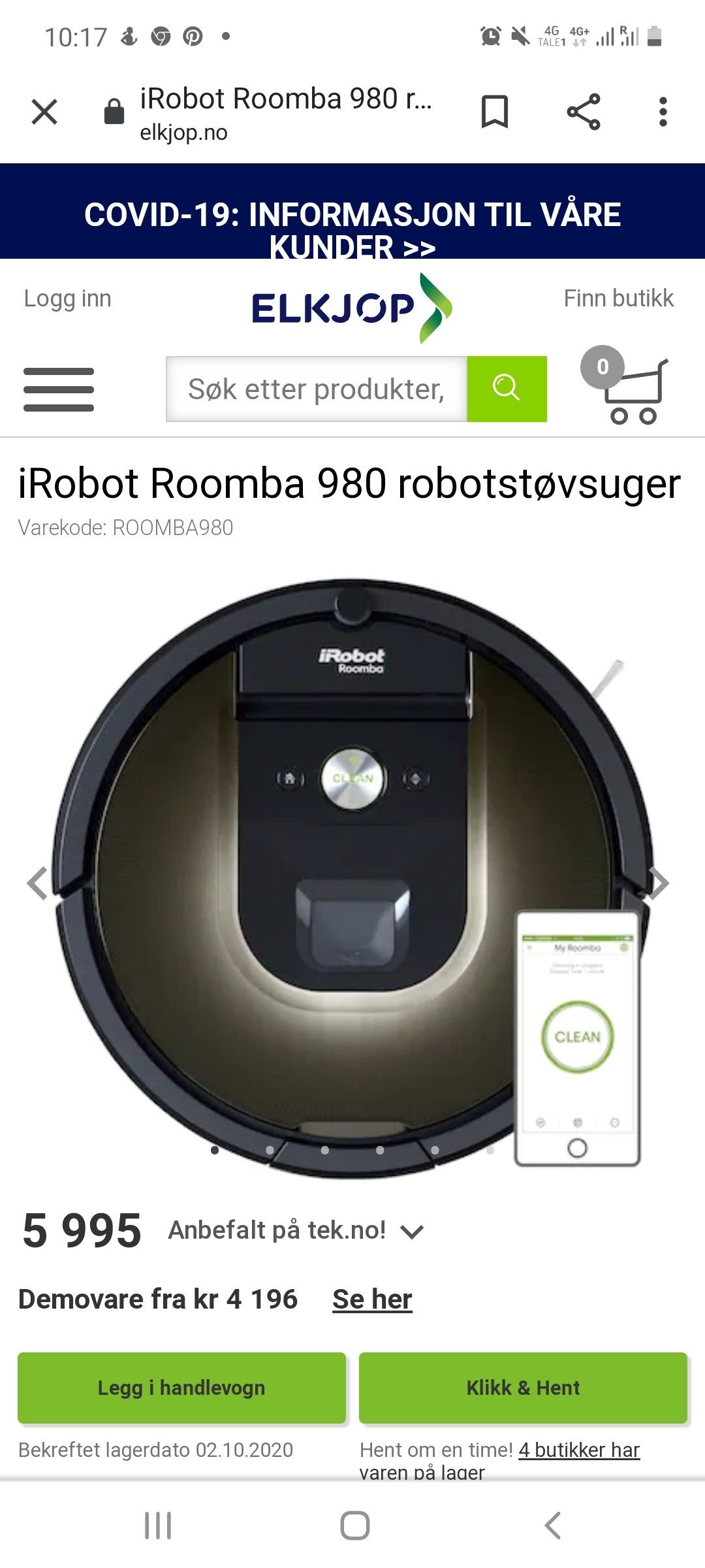 980 Kjøpe, selge og utveksle annonser gode tilbud og iRobot Roomba 780 Robotstøvsuger Komplett.no