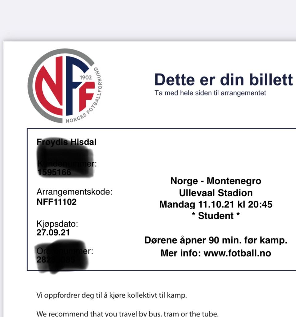 Norge - Montenegro felt 104, studentbilletter | FINN.no