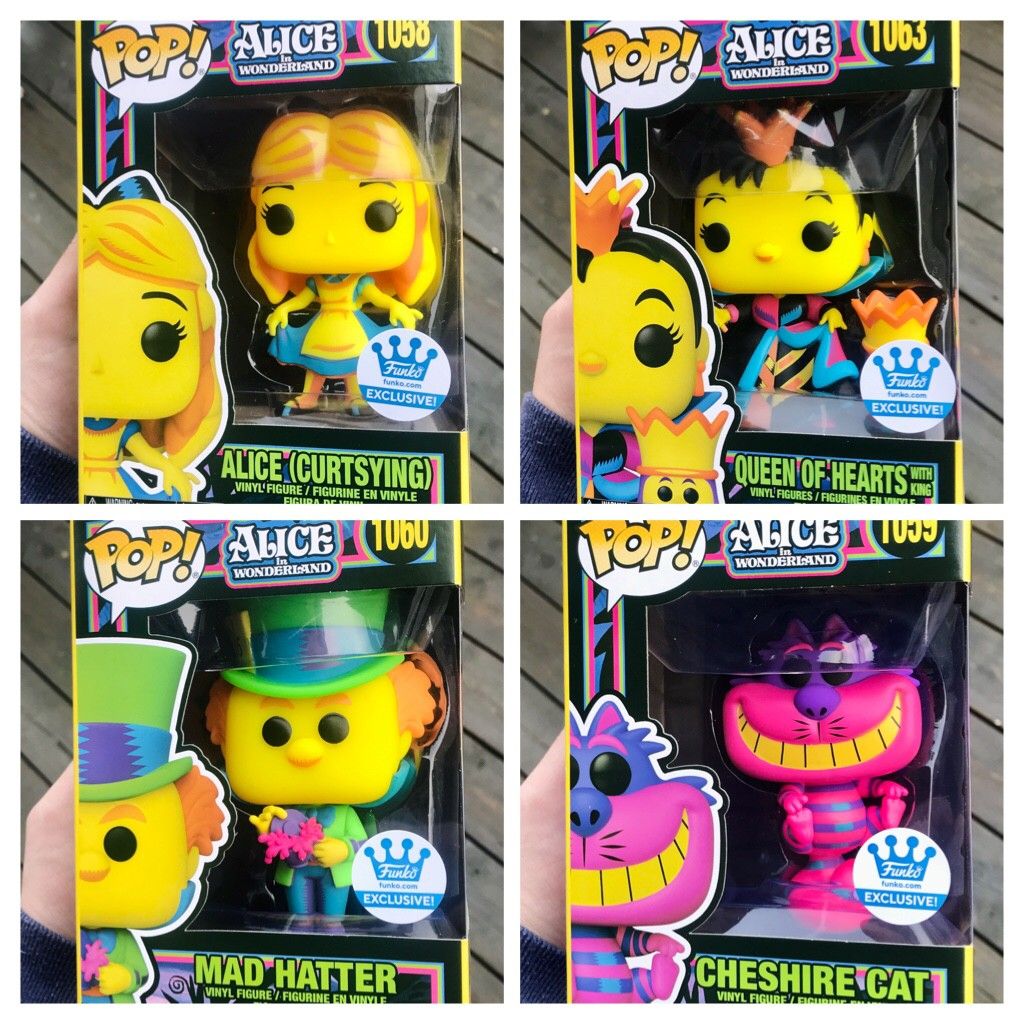 Funko Pop! Alice in Wonderland (Funko Shop Exclusive) Black Light Set of 4