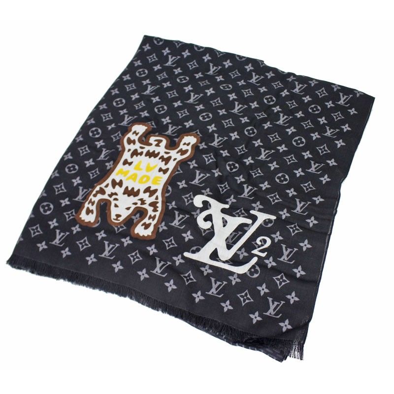 Louis Vuitton Skjerf / Sjal Ull - Damier Giant Wave Monogram