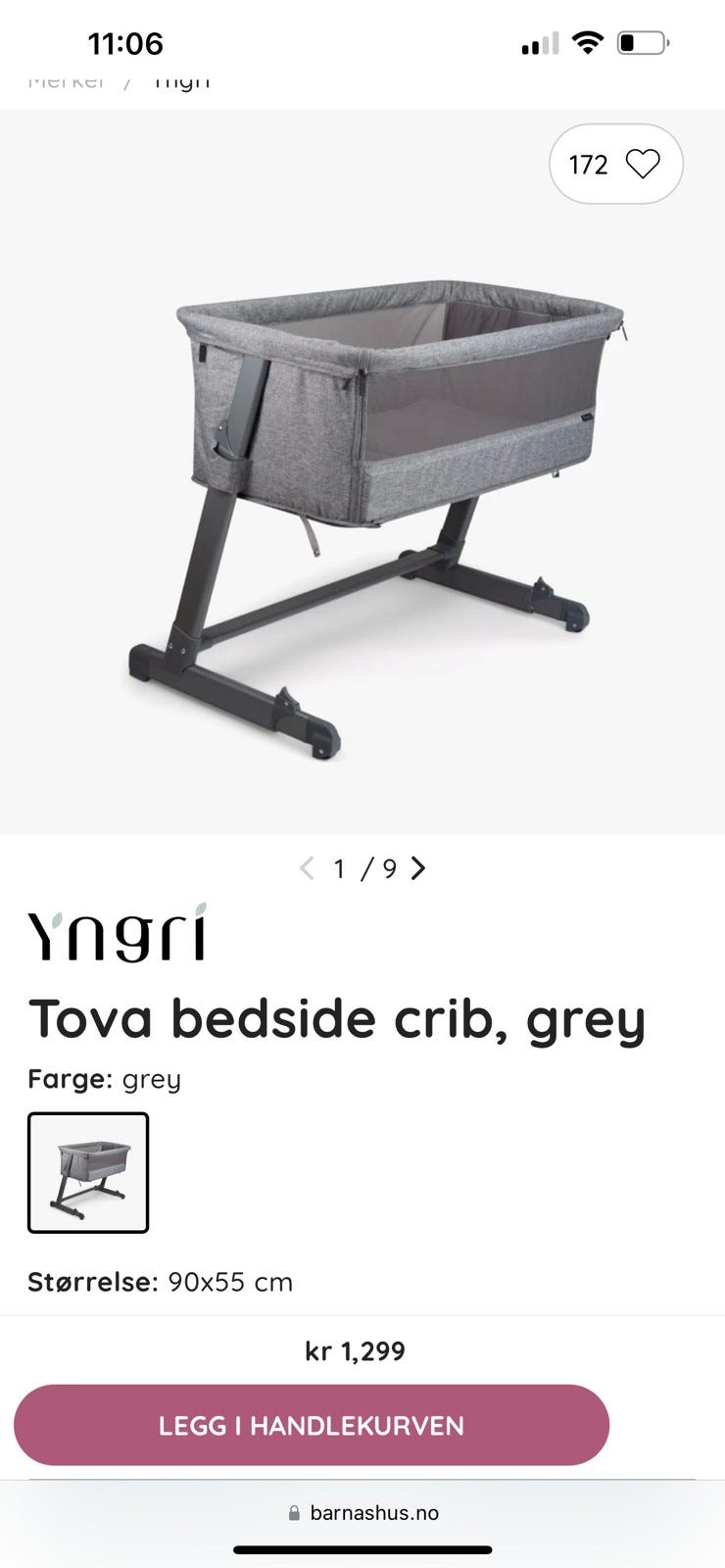 bedside crib fra yngri FINN