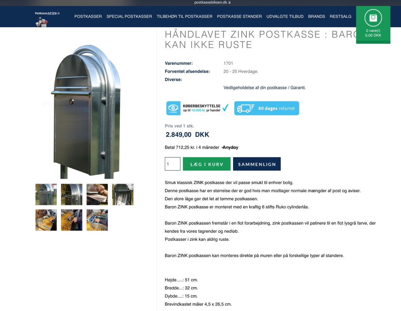 distrikt gyldige dræbe Postkasse i zink med lås | FINN torget