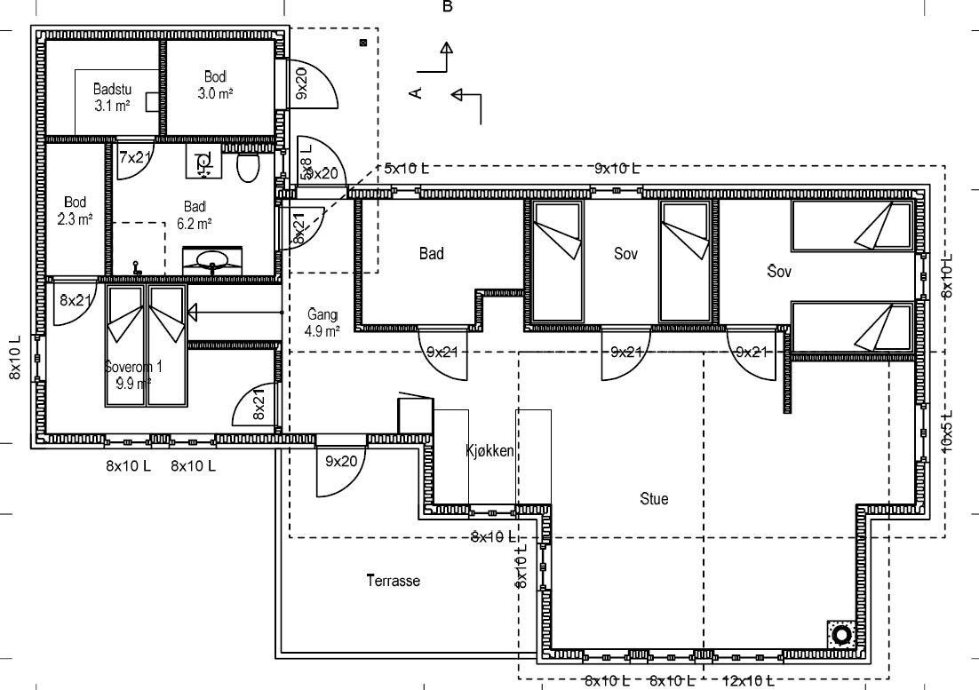 Plantegning med nytt tilbygg 2022. Galleribilde