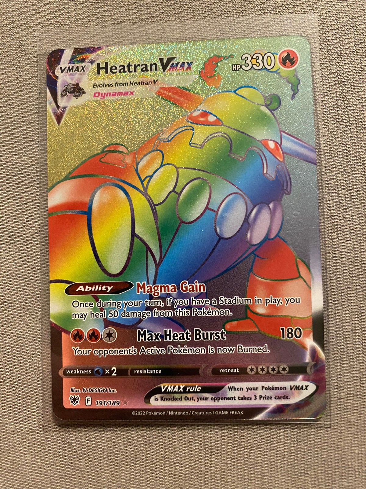 Heatran V-max Rainbow Secret Rare 191 189 