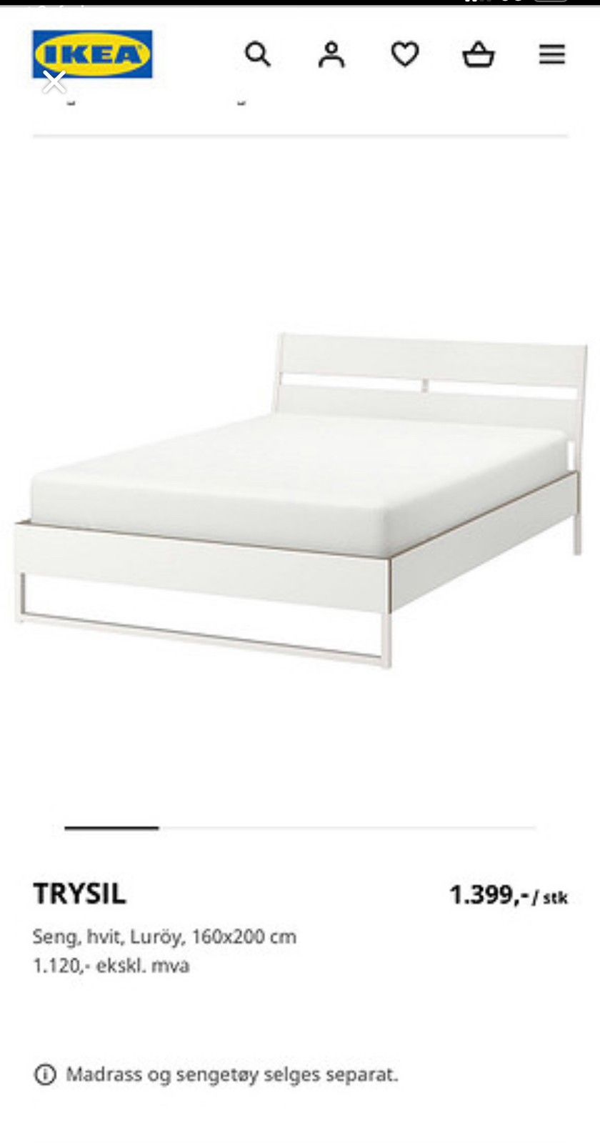 HYLLESTAD madrass IKEA og Trysil seng (160cm) | FINN.no