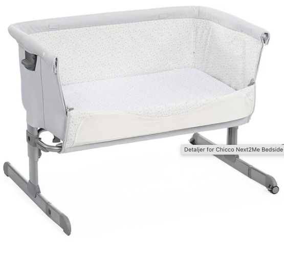Chicco Next2Me Bedside Crib, Pearl Grey FINN