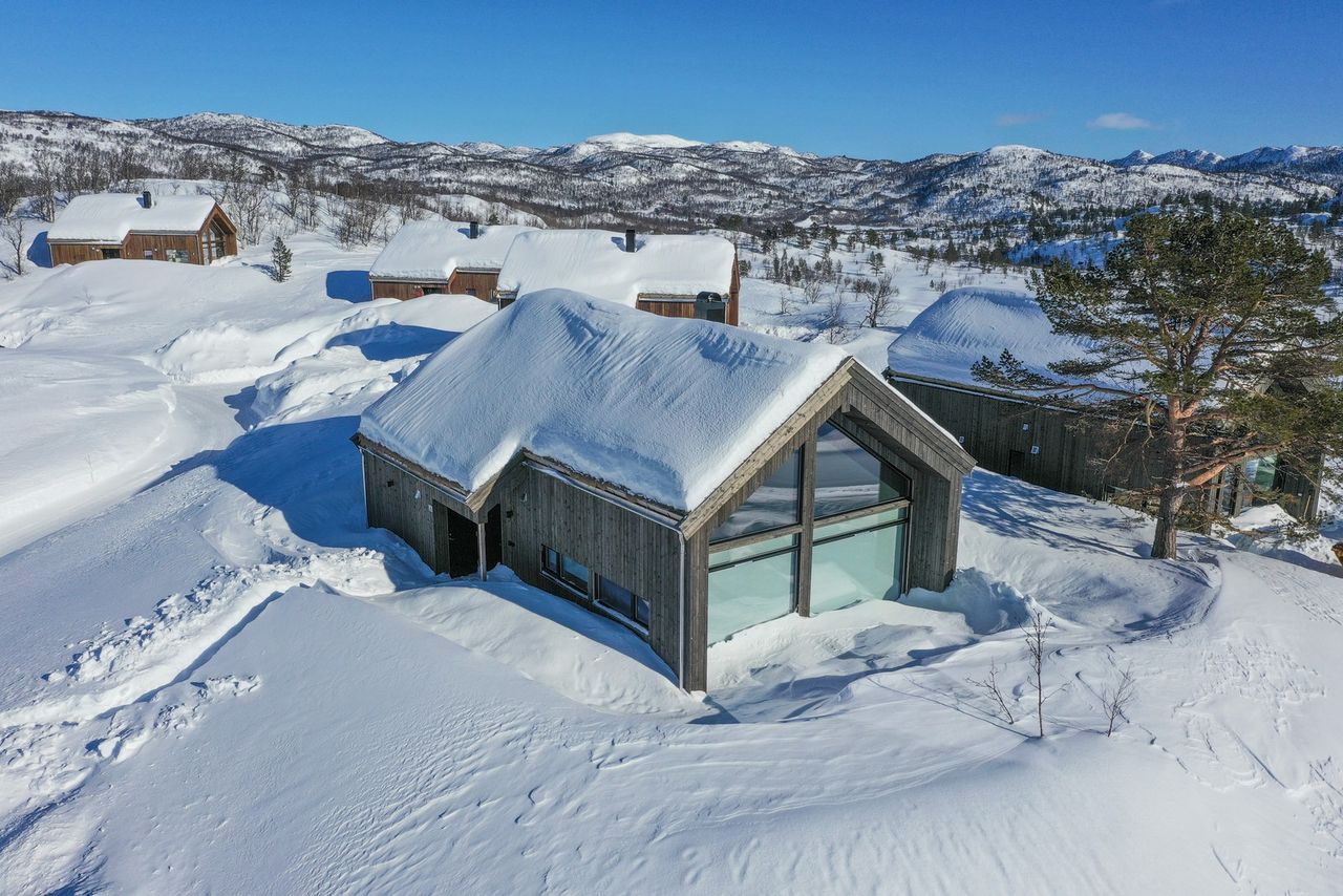 Prosjektert moderne hytte Grid Pluss fra Berge Sag på Langedalsåsen