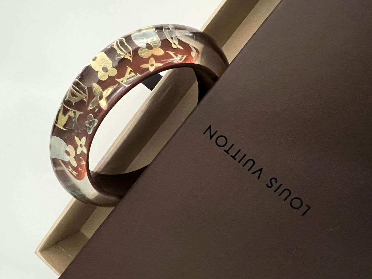 Louis Vuitton Caramel Resin & Crystal Monogram Narrow Inclusion Bangle -  Brown, Brass Bangle, Bracelets - LOU806877