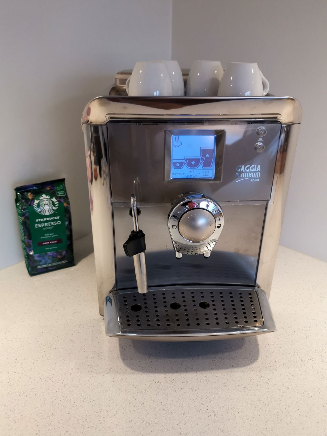 Gaggia Platinum Vision automatisk espressomaskin med kvern og steamer