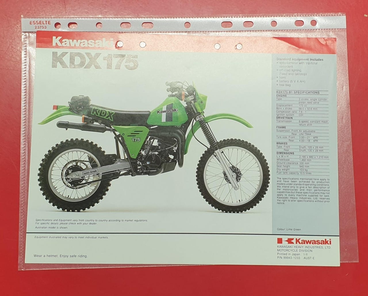 Kawasaki KDX 175 / KLX 250 1981 brosjyre | FINN-torget