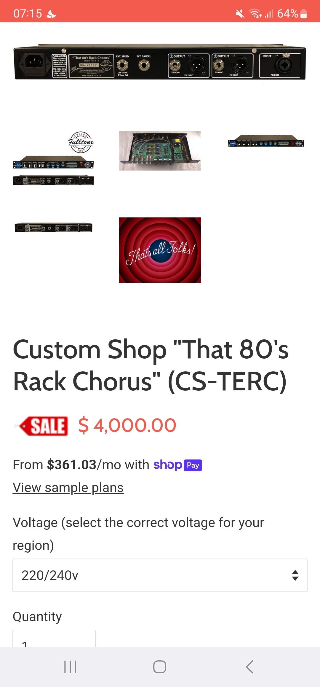 DynoMyPiano Fulltone Tri Stereo Chorus Rack effect FINN