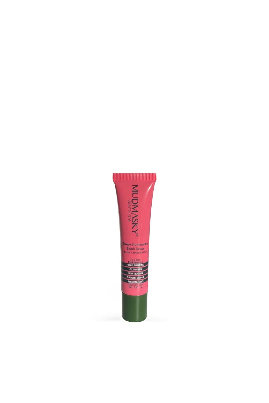 MUDMASKY Glowy Illuminating Blush Drops Pink Martini - Fard à Joues Liquide 15 Ml, Fabriqué En Allemagne