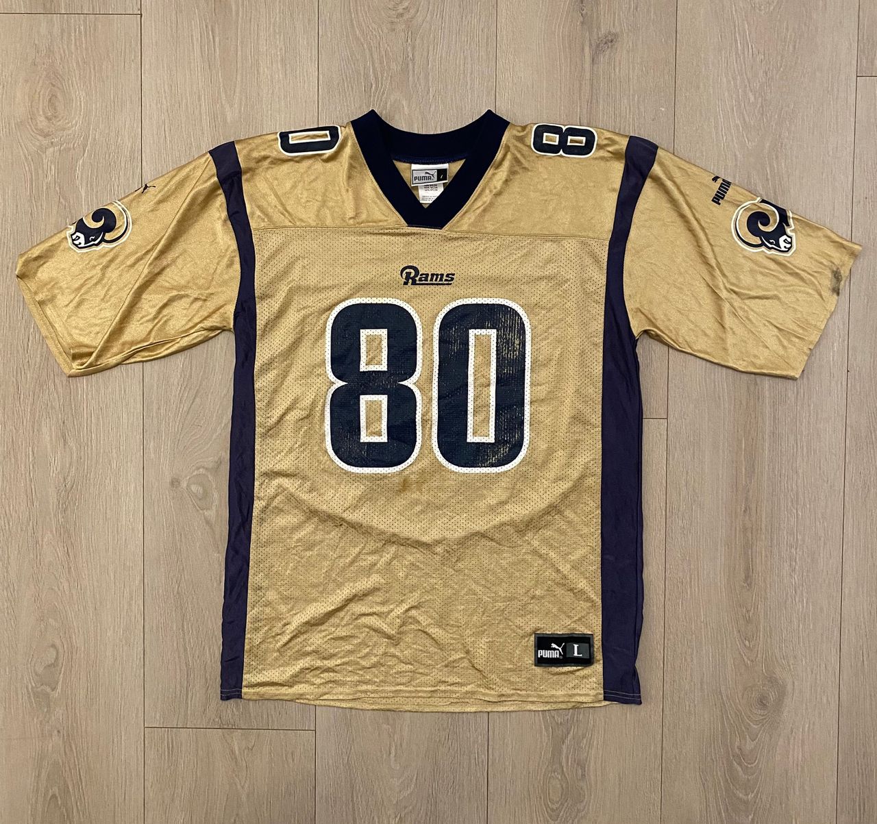 Buy the Puma Men Blue Rams #80 Bruce Jersey L