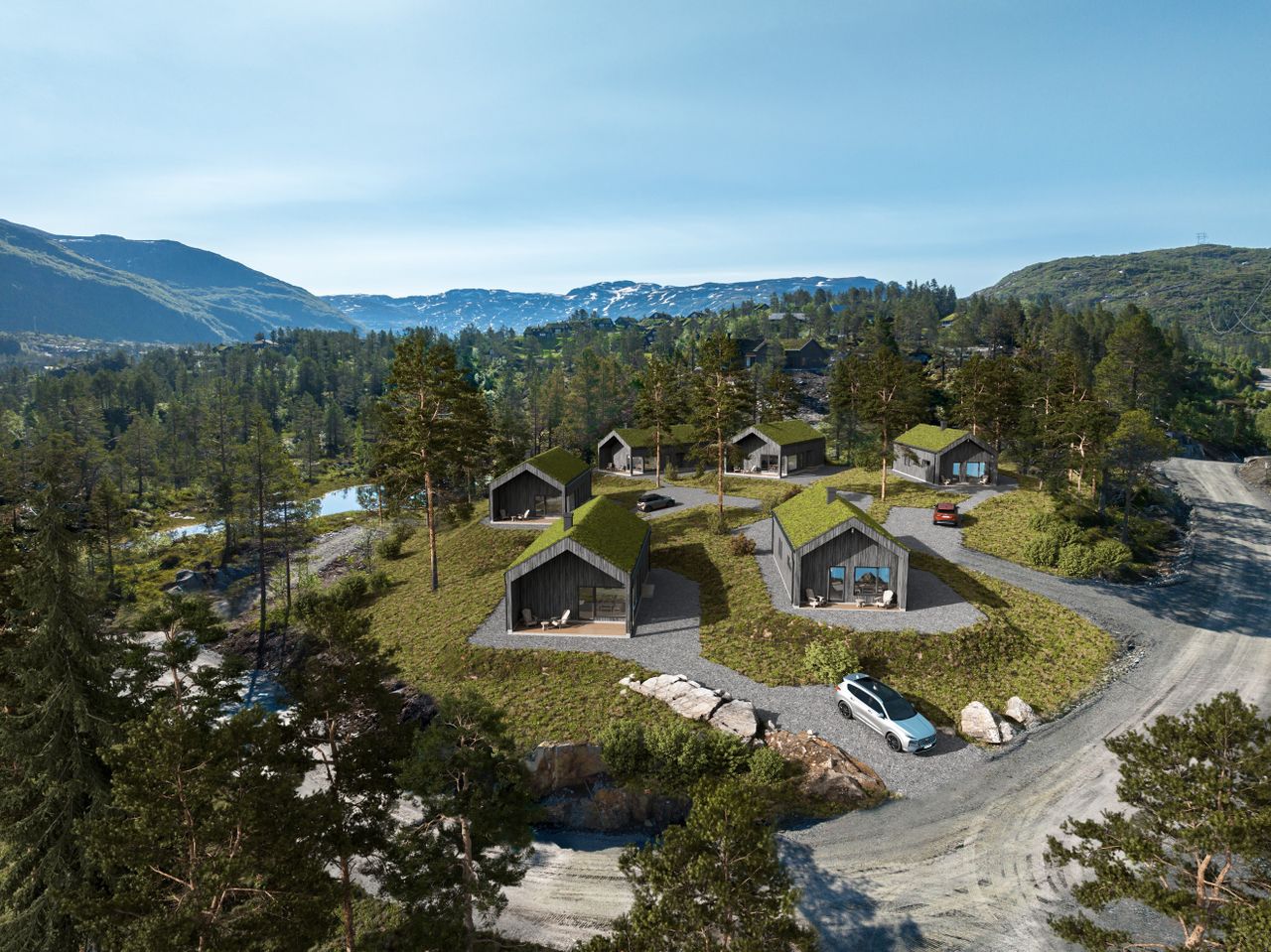 Nydelig hytte under bygging få meter fra skiløype – tomt 43 på Langedalsåsen/Solfonn!