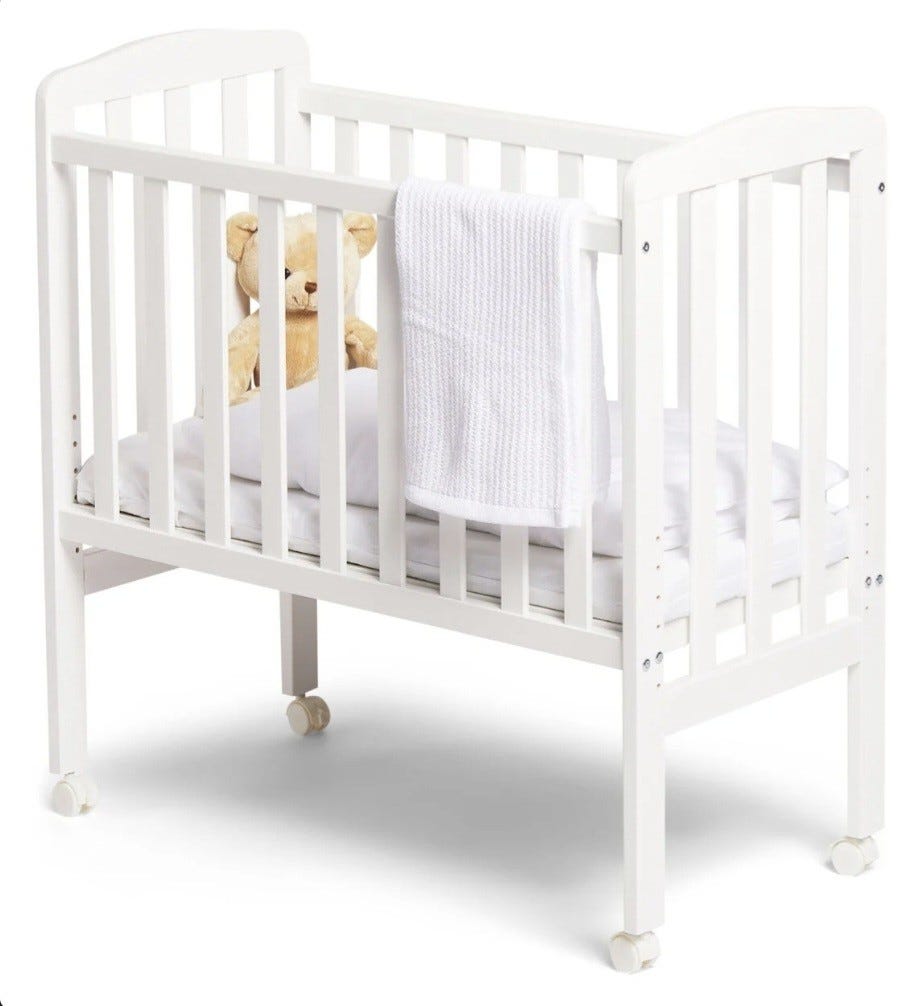JLY Bedside Crib med BabyDan Madrass Comfort FINN