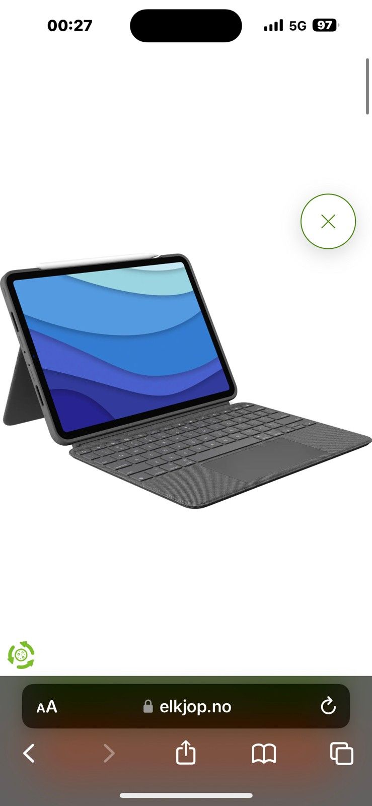 Logitech ipad pro 12 9 combo touch tastaturdeksel finn torget