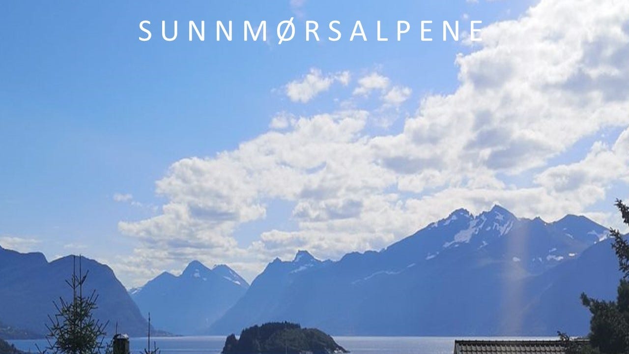 Sunnmørsalpene ligger cirka en time fra hytta. Galleribilde